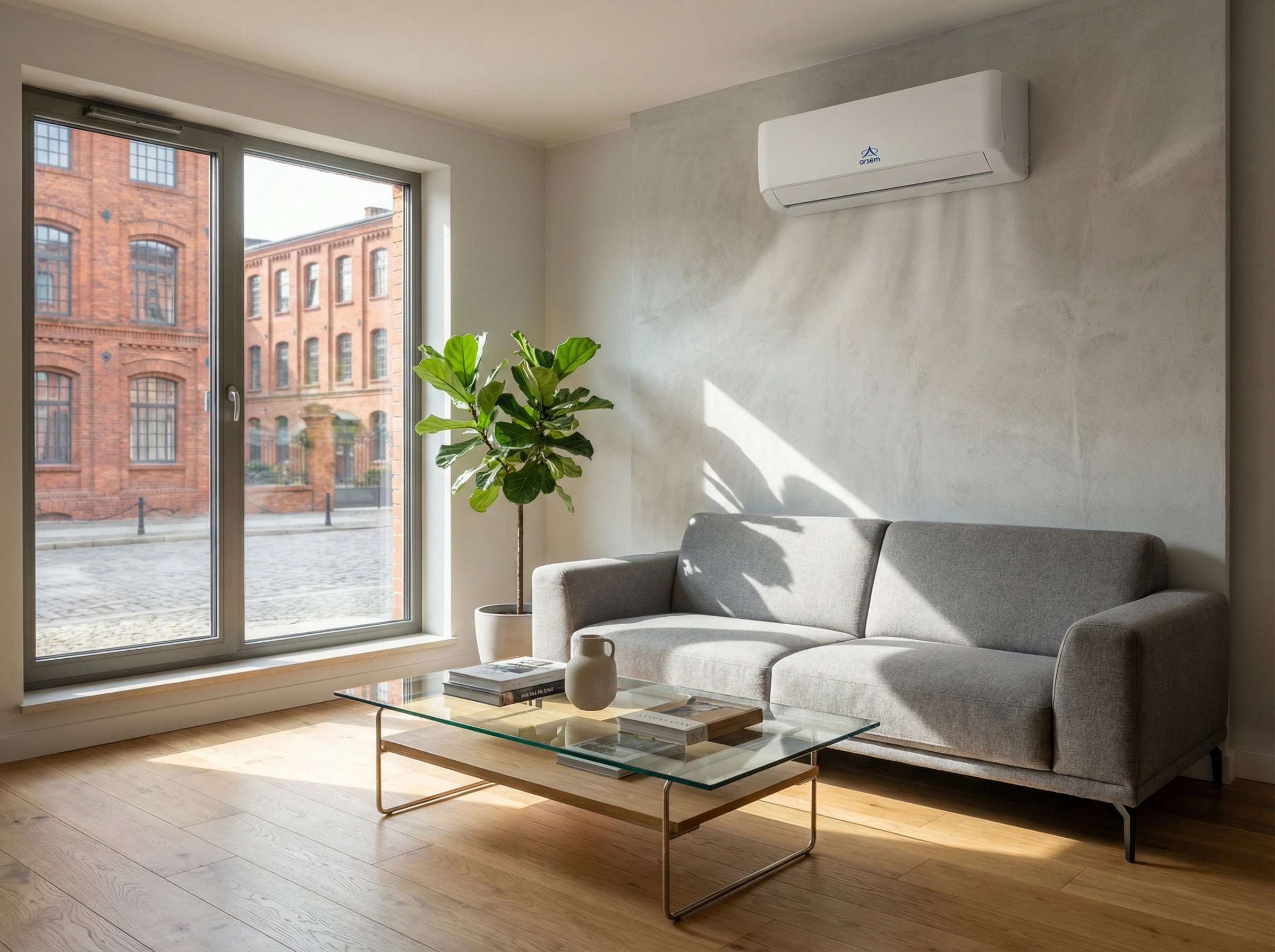 Klimatyzacja ścienna Split w nowoczesnym salonie