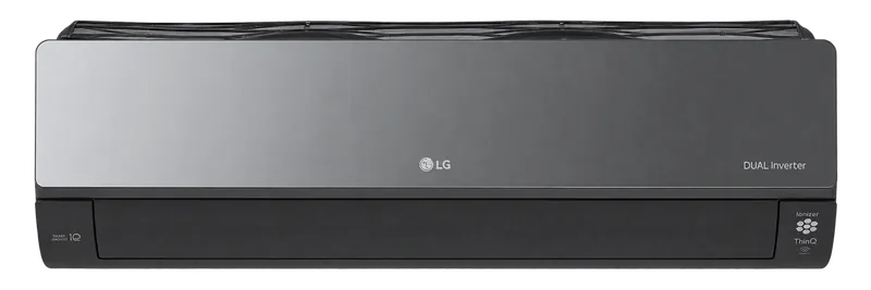 Czarny klimatyzator LG Artcool Mirror z lustrzanym frontem